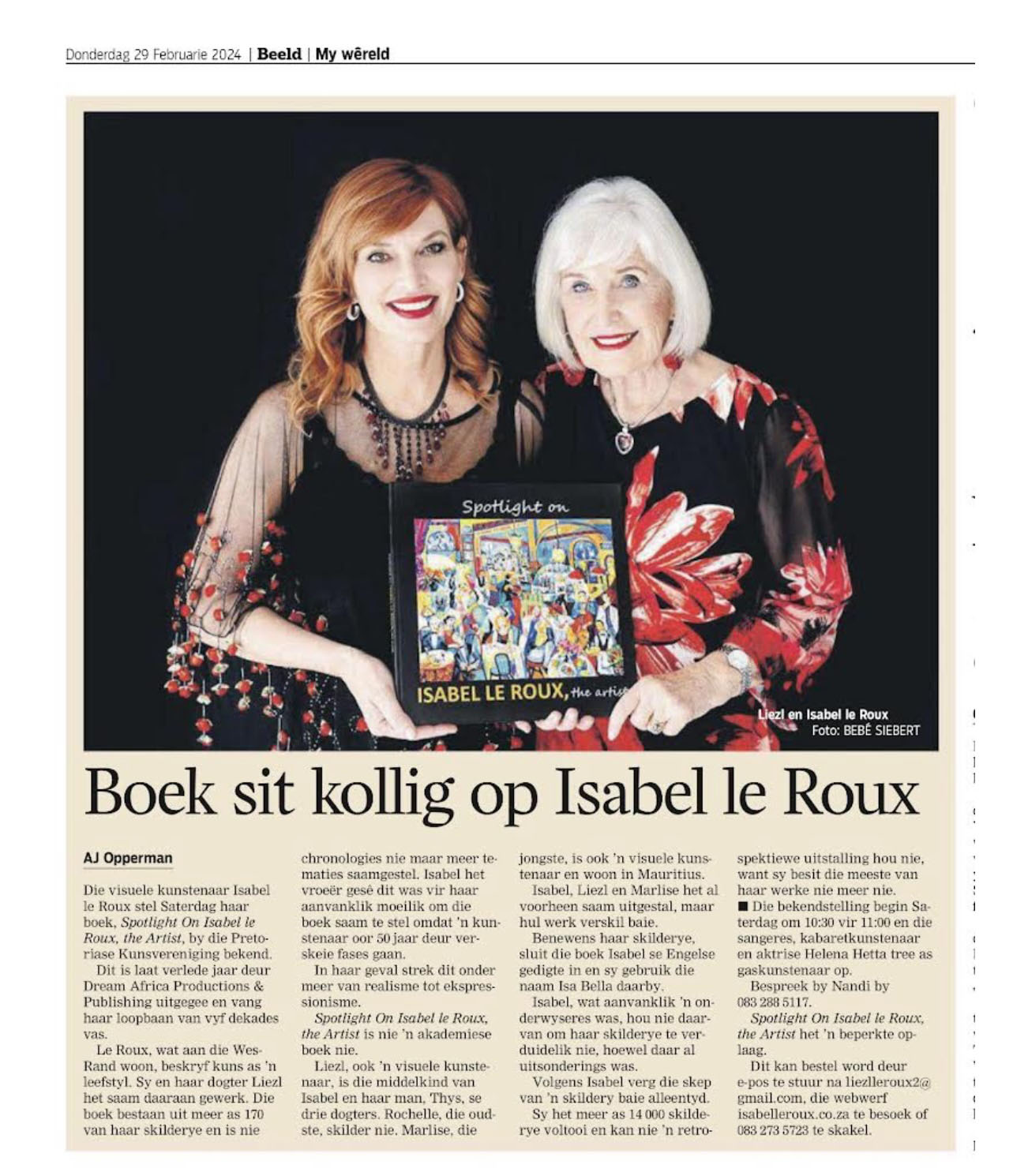 Book sit kollig op Isabel le Roux
