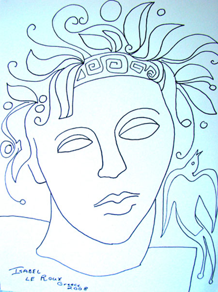 Greece Face with Birds